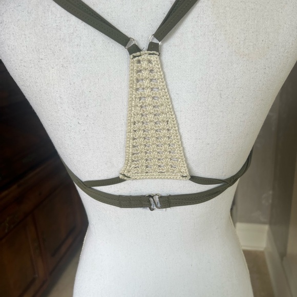 Rue Bleu padded bra NWOT crochet back olive, green and cream - Picture 7 of 15